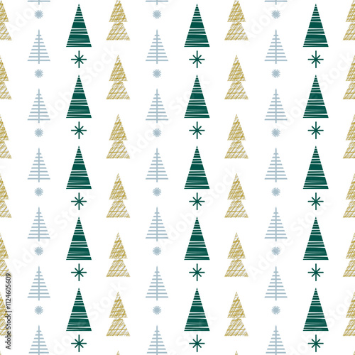 Christmas Modern Pattern. Festive Christmas Winter Forest Packaging. Vector
