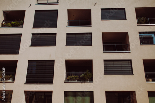 Modern urban building facade in Germany illustrating housing shortage and renovation photo