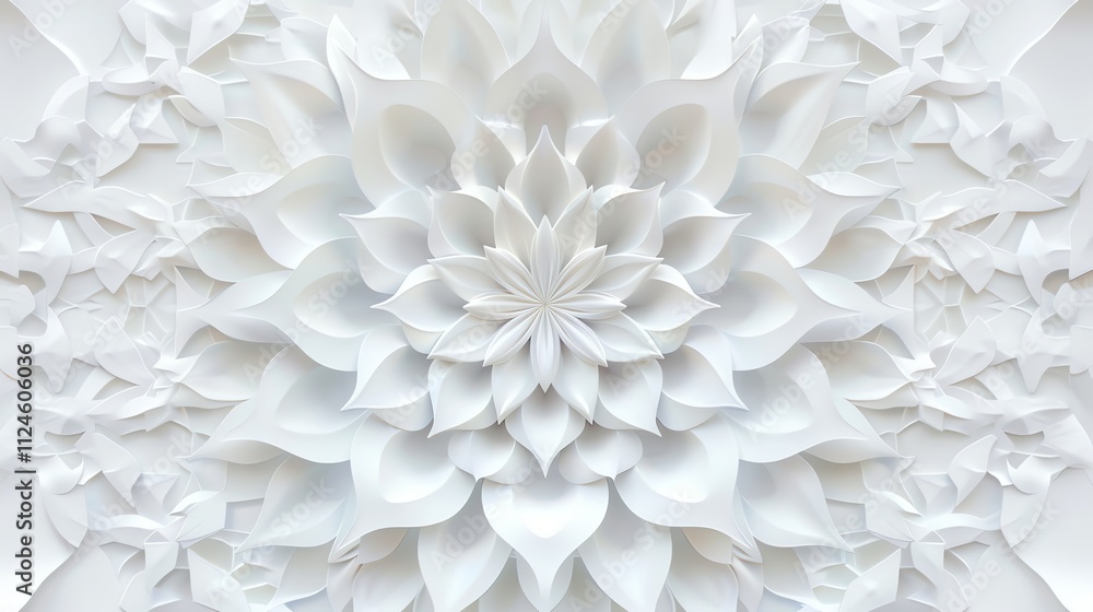 A white floral pattern with a 3D effect. A white floral pattern with a 3D effect.