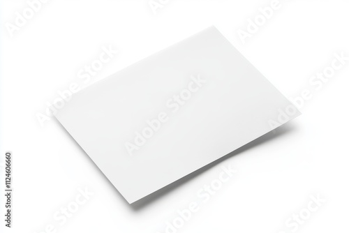 Minimalist white rectangular flyer lying flat on white background