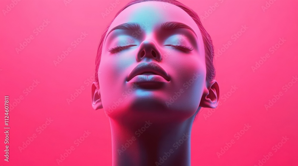 Elegant Young Female Model with Beautiful Makeup on Pink Background Elegant Young Female Model with Beautiful Makeup on Pink Background