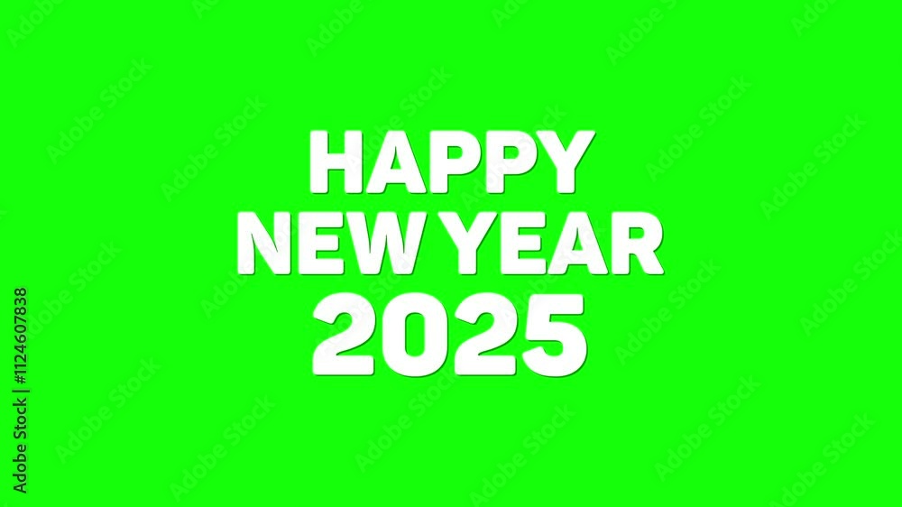 Happy New Year 2025 green screen, smooth animation Happy New Year 2025 green screen, smooth animation