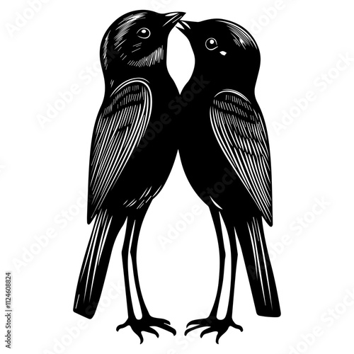 two birds on a branch, couple of love birds vector illustration keywords