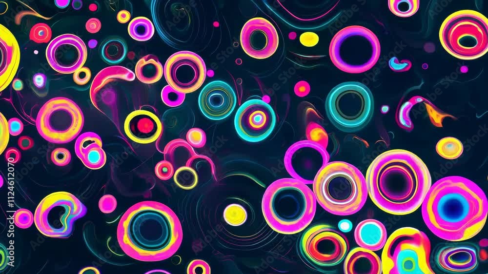 Abstract Colorful Circles Neon Swirls Dark Background Design Abstract Colorful Circles Neon Swirls Dark Background Design