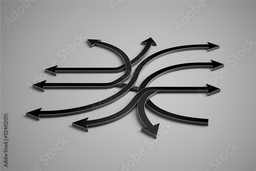 Black and white arrows over empty background