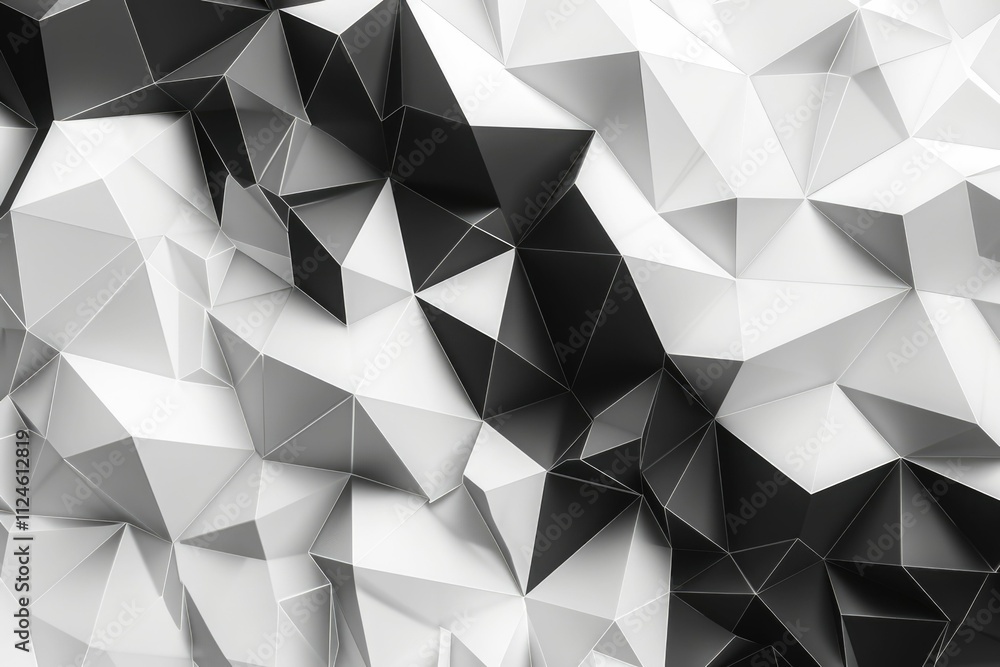 Obraz premium Abstract black and white low poly background.