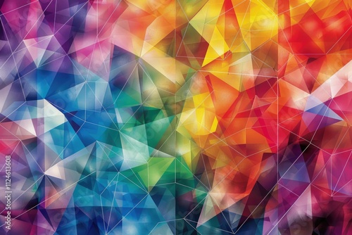 Colorful low poly triangles for creative business design templates. photo