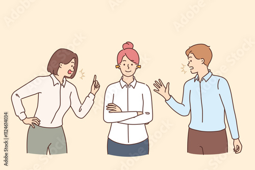 Woman refuses to listen to colleagues expressing critical opinions that cause decrease in motivation