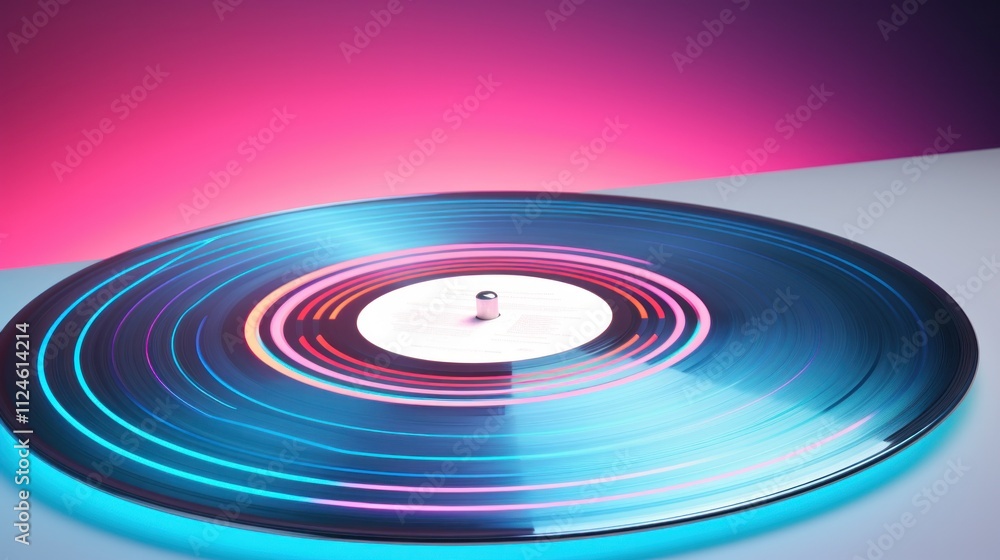 Turntable vinyl record. Retrowave music background. Turntable vinyl record. Retrowave music background.