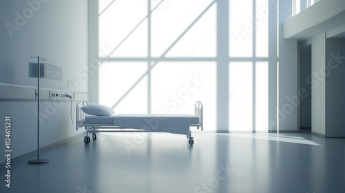 Hospital bed in ward, where life's fragility meets compassionate care, symbolizing hope and healing in a nurturing environment.