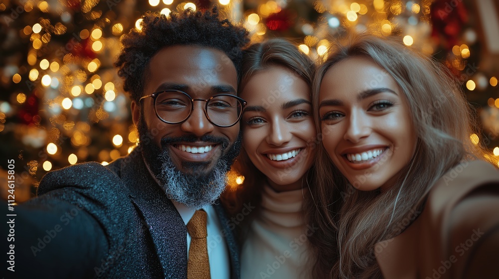 Christmas Selfie, Business people Taking a Selfie in the Office During the Christmas Holidays Christmas Selfie, Business people Taking a Selfie in the Office During the Christmas Holidays