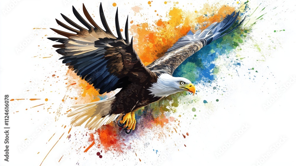Colorful Eagle Illustration with Splash Background Colorful Eagle Illustration with Splash Background
