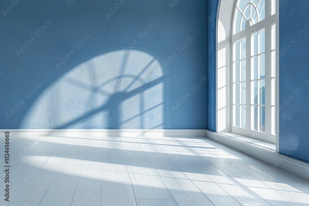 Fototapeta premium White and blue studio backdrop for product presentation.
