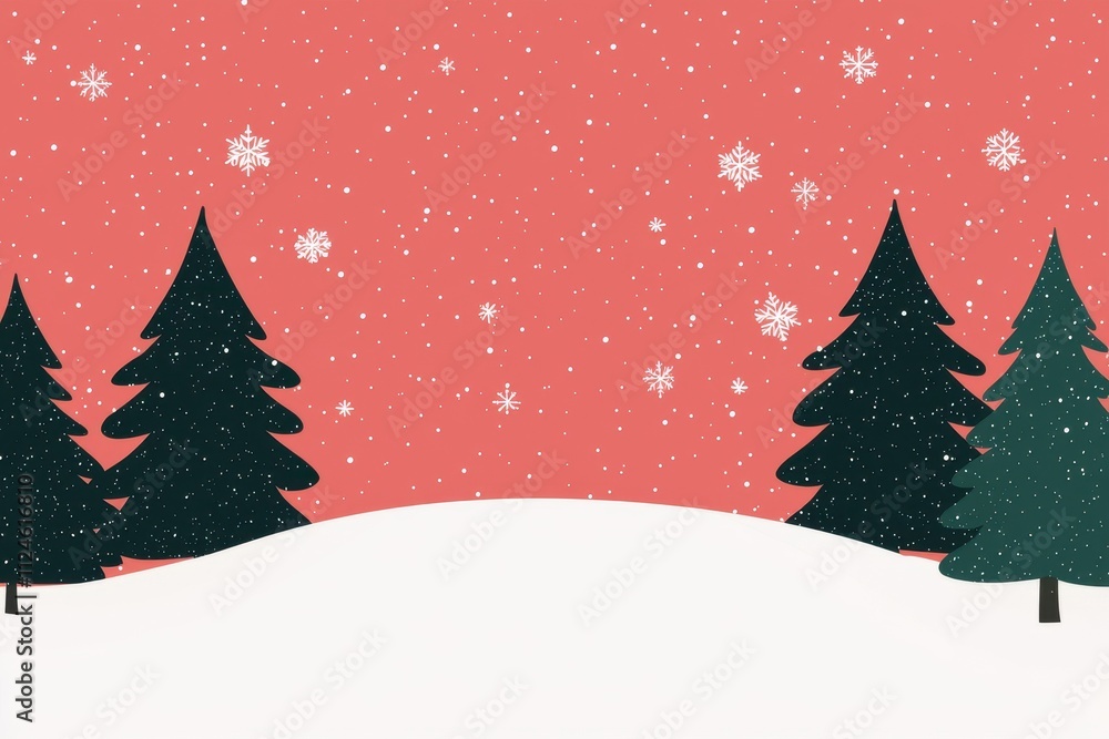 Festive Christmas Scene Snowy Landscape with Pine Trees Festive Christmas Scene Snowy Landscape with Pine Trees