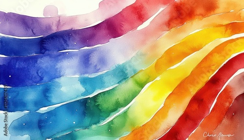 vibrant rainbow watercolor stripes flowing colors artistic background photo