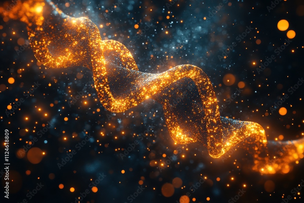 A swirling, glowing ribbon of light amidst a cosmic background. A swirling, glowing ribbon of light amidst a cosmic background.