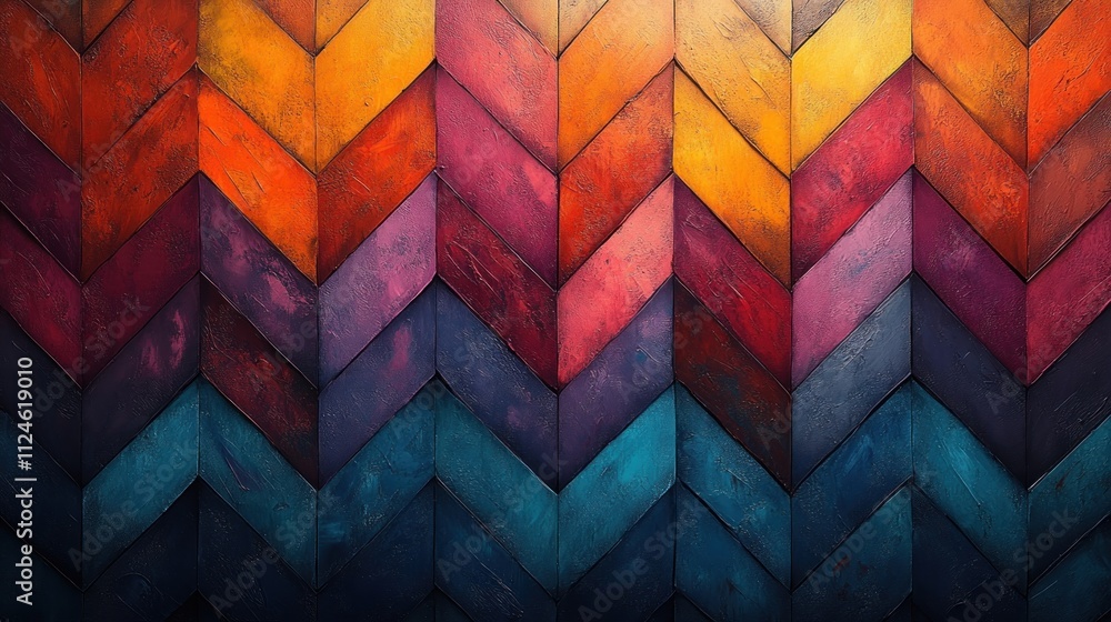 Fototapeta premium Vibrant Chevron Pattern in Bright Colors Abstract Background