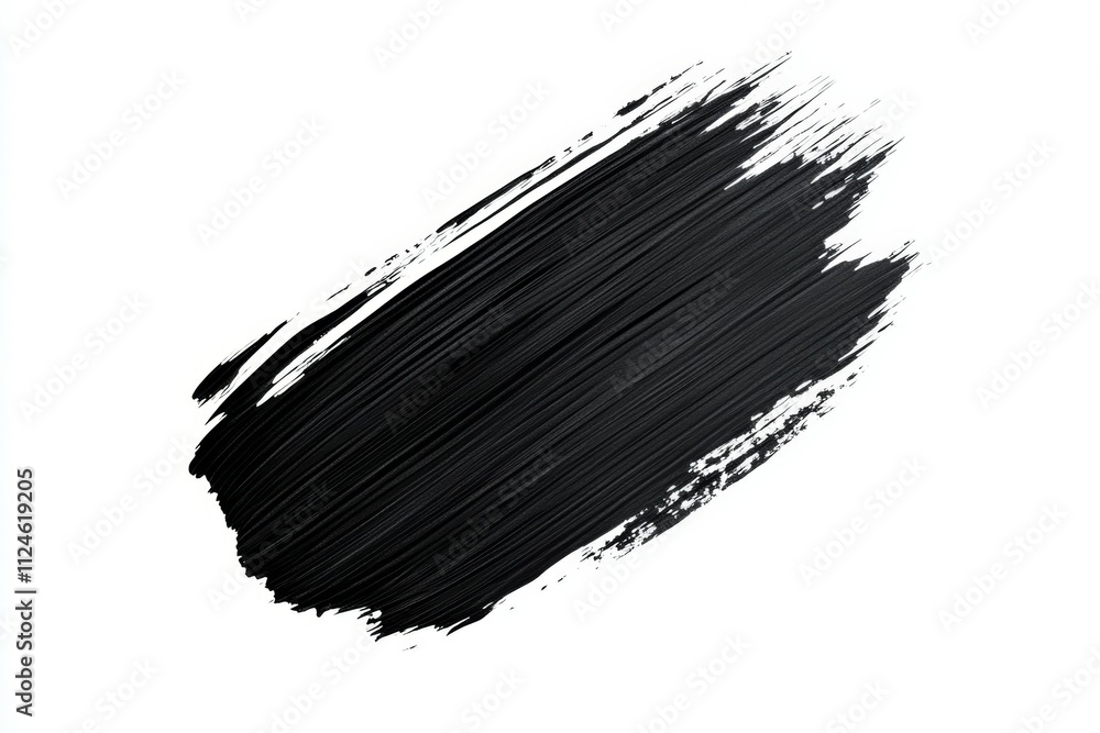 A black brush stroke on a white background A black brush stroke on a white background
