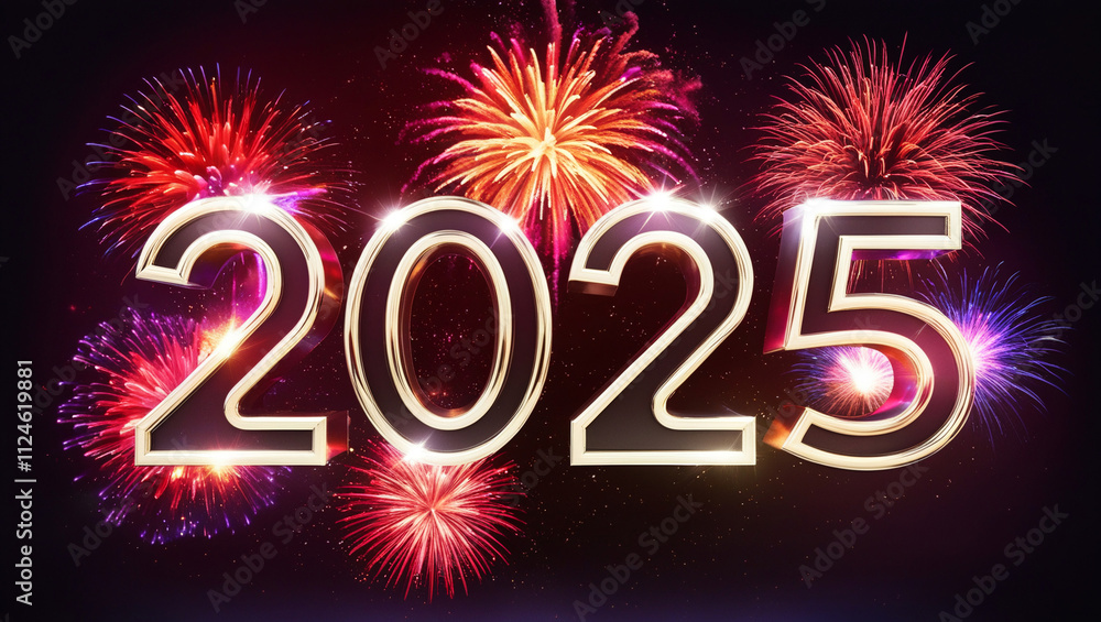 AI generative. Illustration image of firework in the night with 2025 number. 1 AI generative. Illustration image of firework in the night with 2025 number. 1