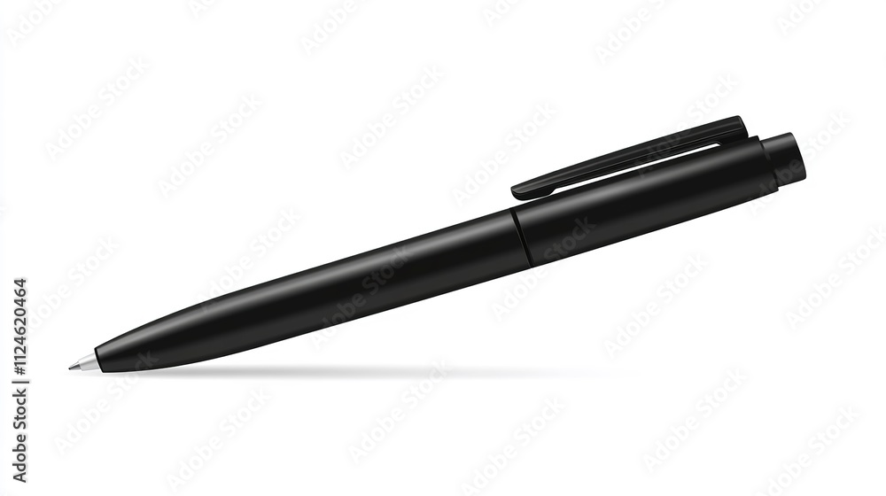 Black Minimalist Pen on White Background Generative AI Black Minimalist Pen on White Background Generative AI