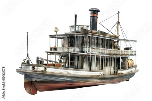 Stunning Hyperrealistic Image of a Mississippi River Steamboat Isolated for Creative Design and Artistic Projects photo