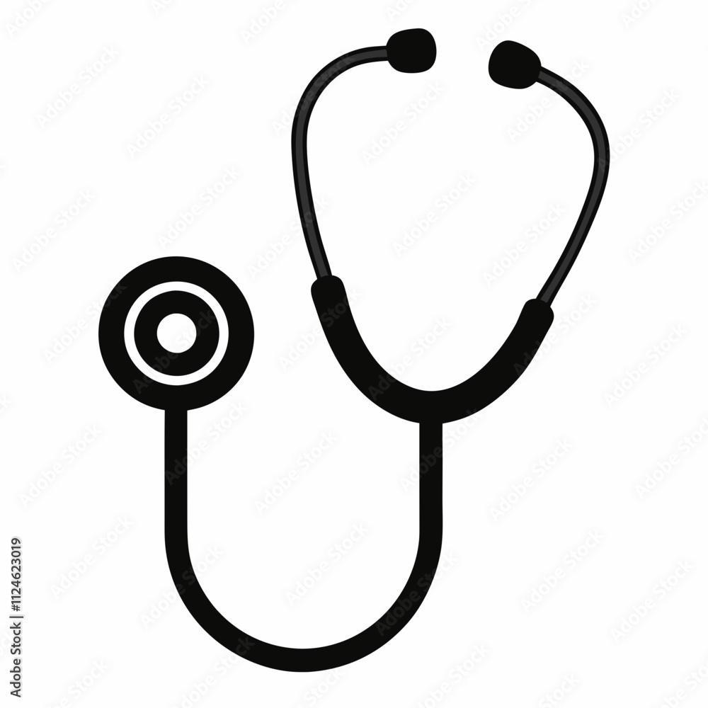 Black Silhouette Stethoscope Vector Illustration Black Silhouette Stethoscope Vector Illustration