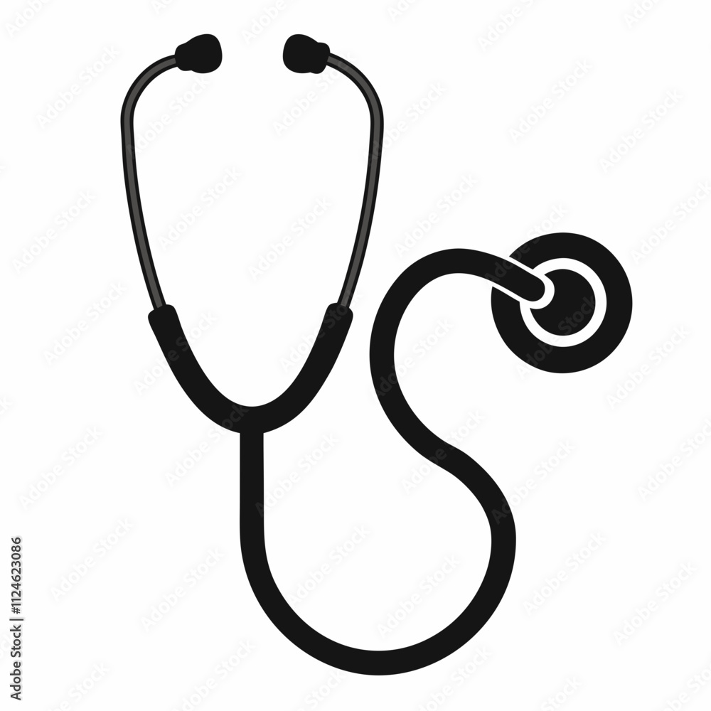 Black Silhouette Stethoscope Vector Illustration Black Silhouette Stethoscope Vector Illustration