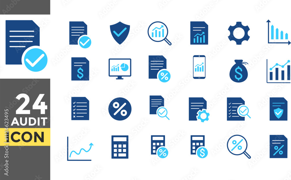 Audit solid icon set. Perfect for financial presentations. Accounting icons collection. Check and audit symbol. Quality control icon sign Audit solid icon set. Perfect for financial presentations. Accounting icons collection. Check and audit symbol. Quality control icon sign