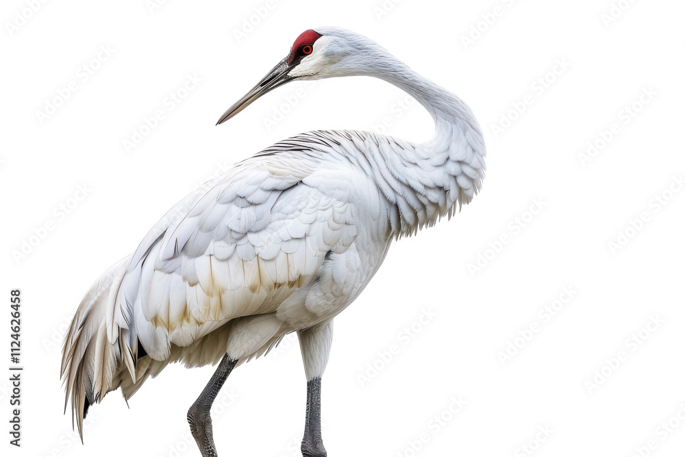 Fototapeta premium Hyperrealistic Image of an Isolated Siberian Crane on a Pure White Background for Nature and Wildlife Projects