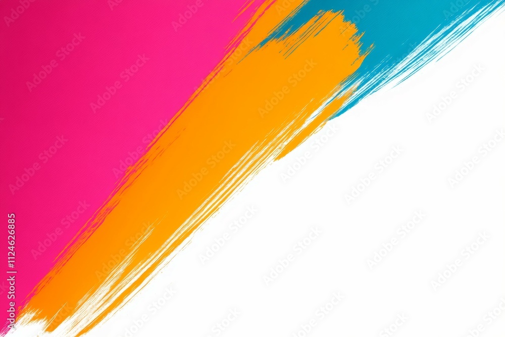 Obraz premium A pink, orange, and blue brush stroke on a white background