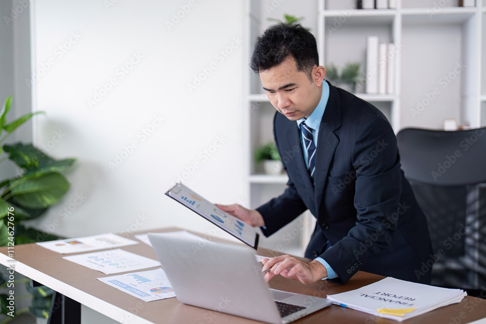 Business professional engaging in data analysis modern office digital workspace focused environment strategic insights Business professional engaging in data analysis modern office digital workspace focused environment strategic insights