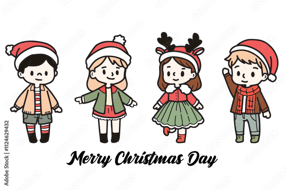 Cute Christmas Cute hand-drawn Elements Illustration cards Cute Christmas Cute hand-drawn Elements Illustration cards