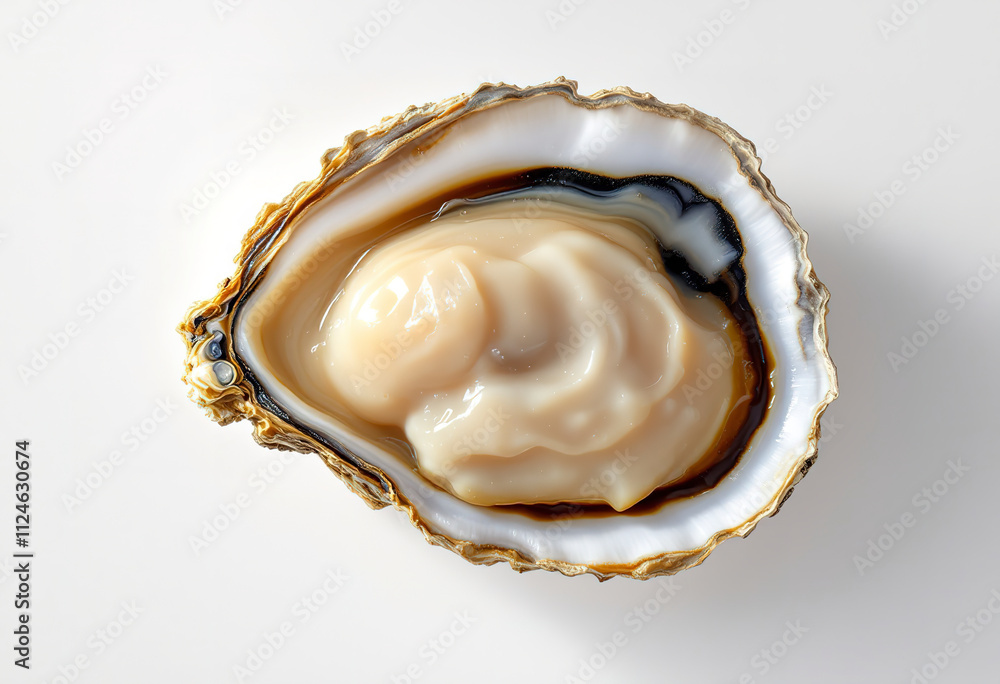 Top view a fresh oyster isolated on white background Top view a fresh oyster isolated on white background