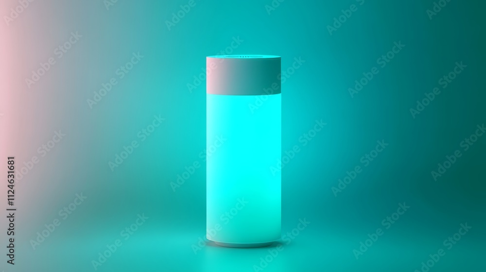 Glowing Teal Cylinder Minimalist Product Display Modern Technology Glowing Teal Cylinder Minimalist Product Display Modern Technology