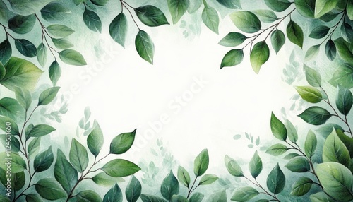 watercolor botanical illustration with lush green leaves floral frame vintage invitation card design