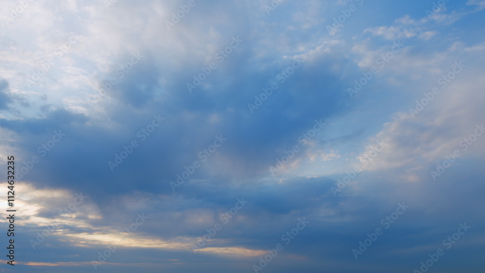 Different shades colored clouds during sunset. Only the sky above the horizon. Timelapse. Different shades colored clouds during sunset. Only the sky above the horizon. Timelapse.