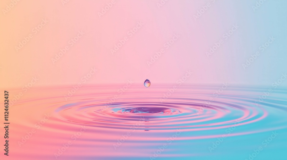 Abstract and futuristic image of a transparent water drop in pink tones Abstract and futuristic image of a transparent water drop in pink tones