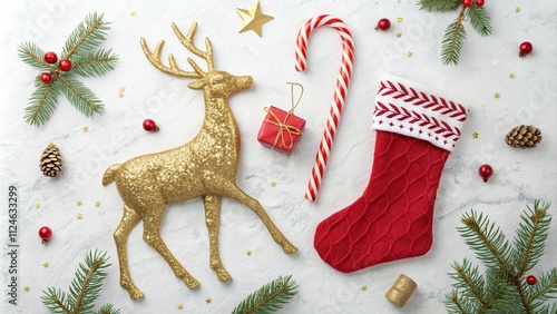 Festive Arrangement with Reindeer and Candy Cane