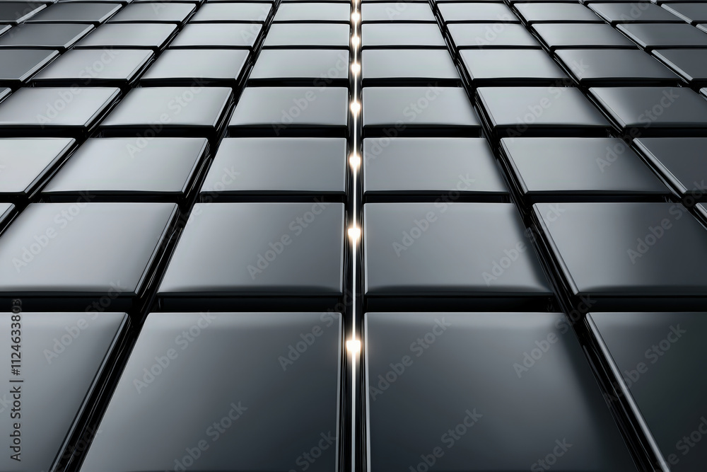 Futuristic digital abstract background with glossy black tiles and light. sleek design creates modern and sophisticated atmosphere, perfect for technology themed projects Futuristic digital abstract background with glossy black tiles and light. sleek design creates modern and sophisticated atmosphere, perfect for technology themed projects