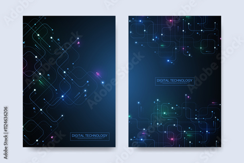 Abstract digital technology cover template design for a report and brochure, flyer, leaflets, poster, header, banner, website, presentation. Vector illustration