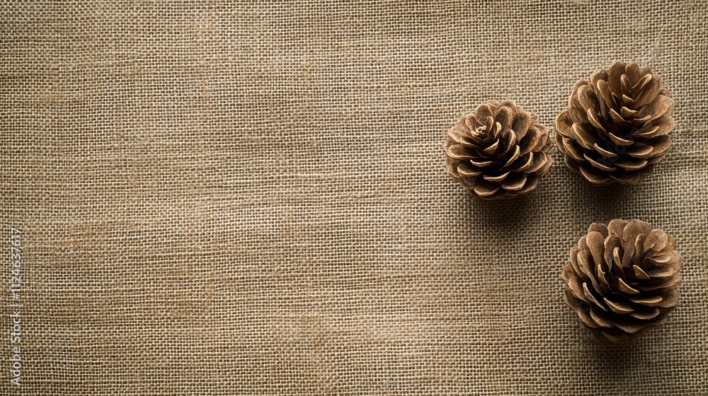 Rustic Pine Cones on Burlap Fabric: A Natural, Warm, and Elegant Autumnal Design Rustic Pine Cones on Burlap Fabric: A Natural, Warm, and Elegant Autumnal Design