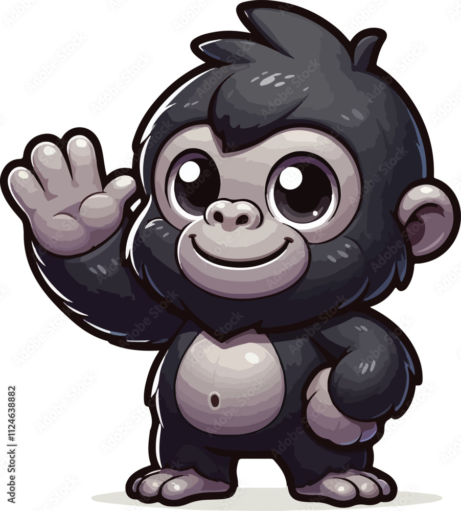 Naklejka premium Gorilla cartoon on white background