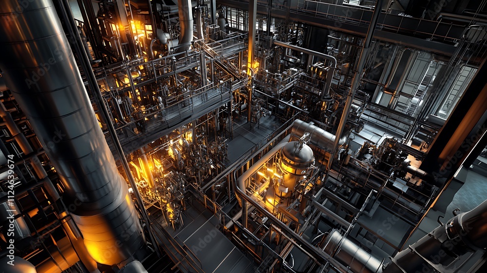 Industrial Plant Interior Complex Machinery And Piping Systems Industrial Plant Interior Complex Machinery And Piping Systems