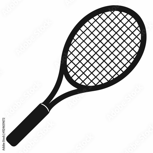 Black Silhouette Vector Art of a Stennis Racket photo