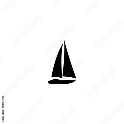Sailing Vessel Icon: Minimalist black sailboat silhouette, nautical symbol, marine logo design. Perfect for travel, adventure, and nautical themed projects.	