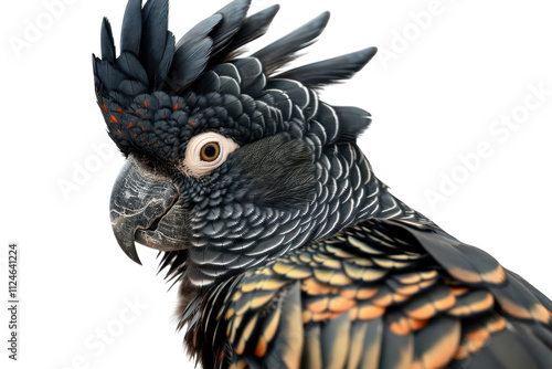 Majestic Black Palm Cockatoo with Wings Slightly Open, Perfect for Nature and Wildlife Enthusiasts photo