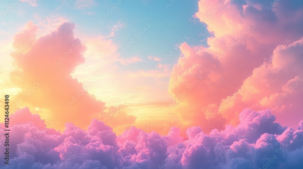 Pastel Sunset Sky with Fluffy Clouds Magical Fantasy Background Abstract Dreamy Nature Art Pastel Sunset Sky with Fluffy Clouds Magical Fantasy Background Abstract Dreamy Nature Art