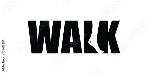Walk typography logo design, word mark letter graphic vector concept