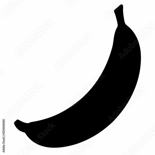 Black Silhouette Vector Illustration of a Banana