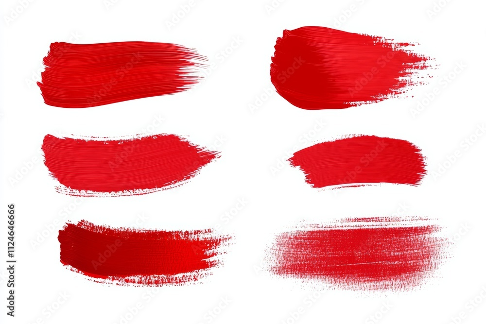 A set of red brush strokes on a white background A set of red brush strokes on a white background